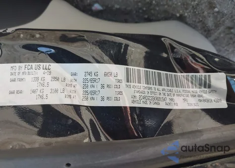 2019 Dodge Grand Caravan Sxt из США, поврежденный, VIN 2C4RDGCG5KR691547